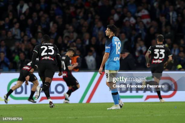 Giovanni Simeone of SSC Napoli shows his disappointment during the Serie A match between SSC Napoli and AC Milan at Stadio Diego Armando Maradona on...