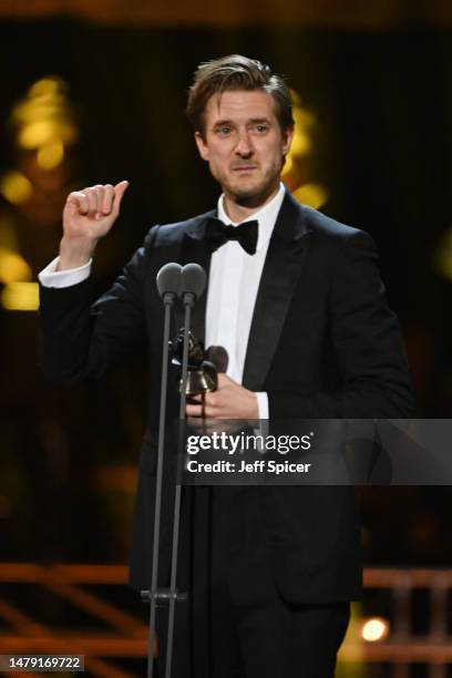 Arthur Darvill with the Best Actor in a Musical award for “Rodgers & Hammerstein’s Oklahoma!” onstage at The Olivier Awards 2023 at the Royal Albert...
