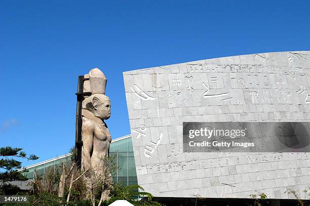 An exterior of the new Bibliotheca Alexandrina is seen October 16, 2002 in Alexandria, Egypt. Dignitaries from around the world gathered to celebrate...