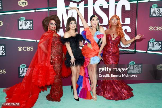 Kennedy Davenport, Jan Sport, Manila Luzon, and Olivia Lux attend the 2023 CMT Music Awards at Moody Center on April 02, 2023 in Austin, Texas.