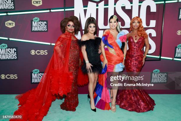 Kennedy Davenport, Jan Sport, Manila Luzon, and Olivia Lux attend the 2023 CMT Music Awards at Moody Center on April 02, 2023 in Austin, Texas.