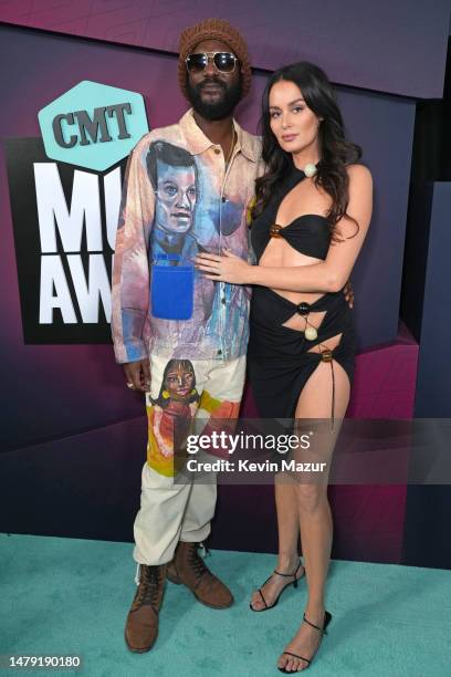 Gary Clark Jr. And Nicole Trunfio attend the 2023 CMT Music Awards at Moody Center on April 02, 2023 in Austin, Texas.