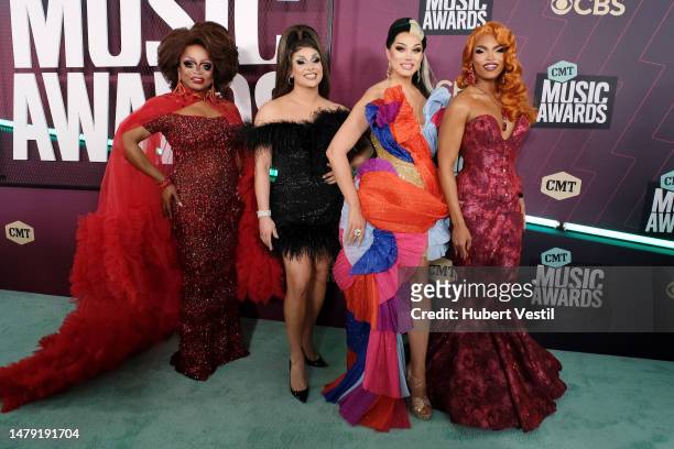Kennedy Davenport, Jan Sport, Manila Luzon, and Olivia Lux attend the 2023 CMT Music Awards at Moody Center on April 02, 2023 in Austin, Texas.