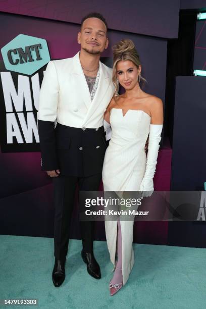 Kane Brown and Katelyn Jae Brown attend the 2023 CMT Music Awards at Moody Center on April 02, 2023 in Austin, Texas.