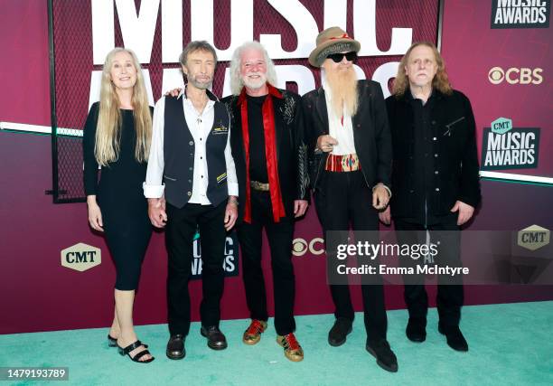 Cynthia Kereluk, Paul Rodgers, Chuck Leavell, Billy Gibbons and Warren Haynes attend the 2023 CMT Music Awards at Moody Center on April 02, 2023 in...