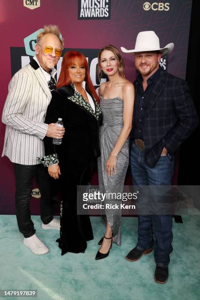 Cactus Moser, Wynonna Judd, Brandi Johnson and Cody Johnson attend the 2023 CMT Music Awards at Moody Center on April 02, 2023 in Austin, Texas.