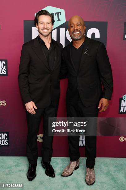 Ian Bohen and Darius Rucker attend the 2023 CMT Music Awards at Moody Center on April 02, 2023 in Austin, Texas.