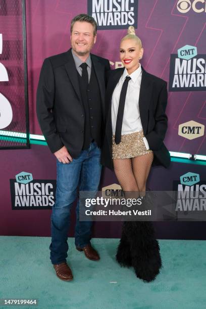 Blake Shelton and Gwen Stefani attend the 2023 CMT Music Awards at Moody Center on April 02, 2023 in Austin, Texas.