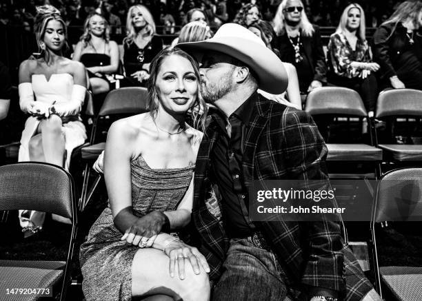 Brandi Johnson and Cody Johnson attend the 2023 CMT Music Awards at Moody Center on April 02, 2023 in Austin, Texas.