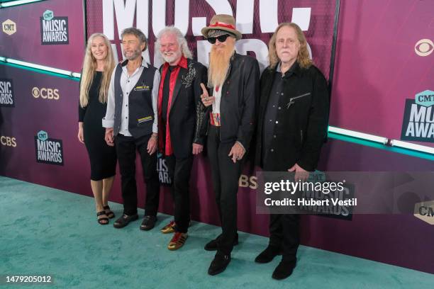 Cynthia Kereluk, Paul Rodgers, Chuck Leavell, Billy Gibbons and Warren Haynes attend the 2023 CMT Music Awards at Moody Center on April 02, 2023 in...