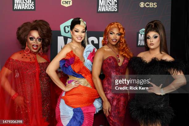 Kennedy Davenport, Manila Luzon, Olivia Lux and Jan Sport attend the 2023 CMT Music Awards at Moody Center on April 02, 2023 in Austin, Texas.