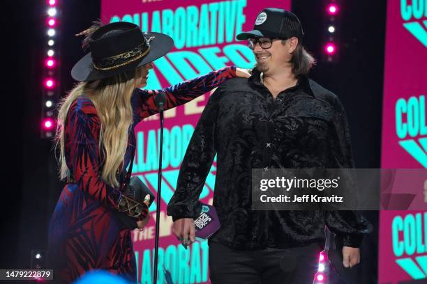 Lainey Wilson and HARDY appear onstage during the 2023 CMT Music Awards at Moody Center on April 02, 2023 in Austin, Texas.