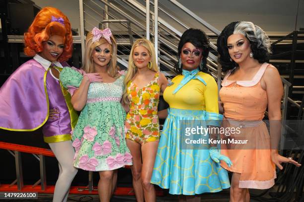 Olivia Lux, Jan Sport, Kelsea Ballerini, Kennedy Davenport and Manila Luzon pose backstage at the 2023 CMT Music Awards at Moody Center on April 02,...