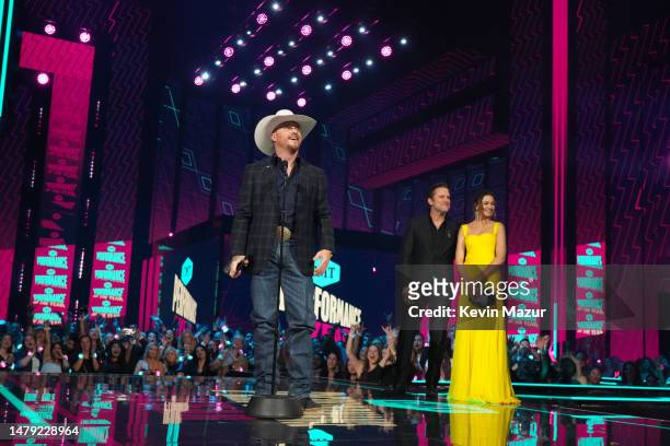 Cody Johnson, winner of CMT Performance of the Year for "Till It Can’t" , speaks onstage during the 2023 CMT Music Awards at Moody Center on April...