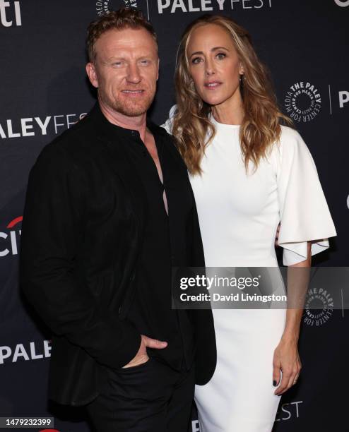 Kevin McKidd and Kim Raver attend PaleyFest LA 2023 - "Grey's Anatomy" at Dolby Theatre on April 02, 2023 in Hollywood, California.