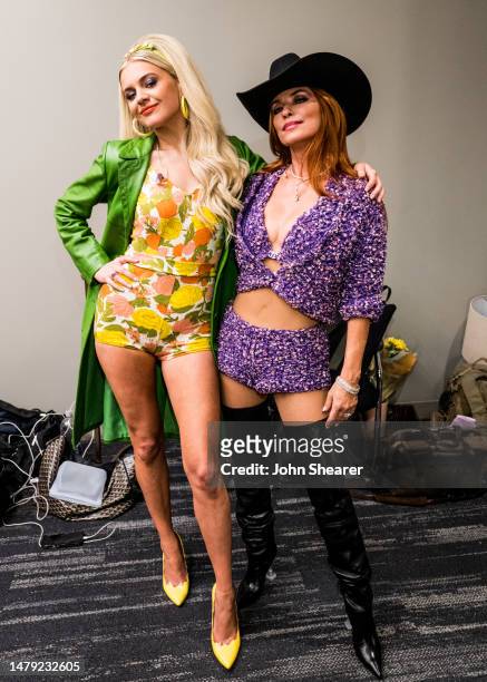 Kelsea Ballerini and Shania Twain attend the 2023 CMT Music Awards at Moody Center on April 02, 2023 in Austin, Texas.