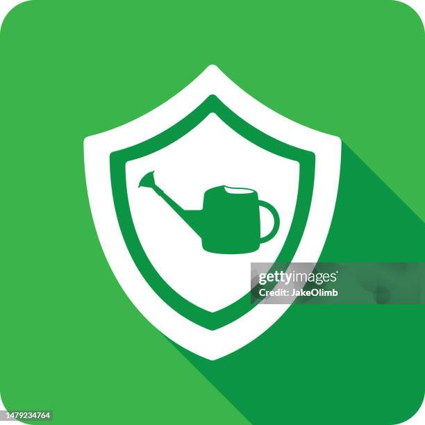 shield watering can icon silhouette - irrigation system stock illustrations
