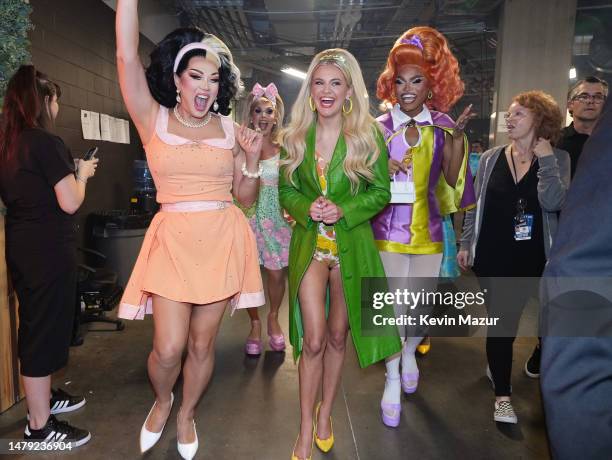 Manila Luzon, Jan Sport, Kelsea Ballerini and Olivia Lux attend the 2023 CMT Music Awards at Moody Center on April 02, 2023 in Austin, Texas.