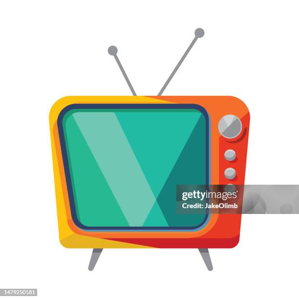 bildbanksillustrationer, clip art samt tecknat material och ikoner med retro tv flat style 1 - tv
