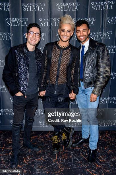 Troy Iwata, Frankie Grande and Noah Ricketts attend the "Summoning Sylvia" New York screening at Regal Union Square on April 02, 2023 in New York...