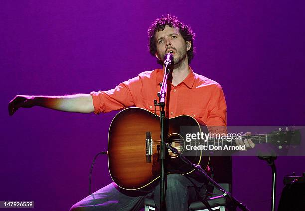 Bret McKenzie of Flight of The Conchords performs on stage at Sydney Entertainment Centre on July 6, 2012 in Sydney, Australia.