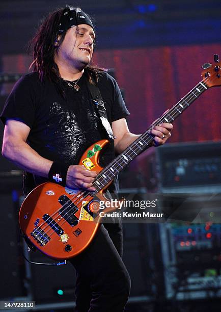 Musician Robby Takac of the Goo Goo Dolls onstage at the Andre Agassi 12th Annual Grand Slam for Children at the MGM Grand Garden Arena on October 6,...