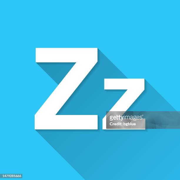 illustrations, cliparts, dessins animés et icônes de lettre z - majuscules et minuscules. icône sur fond bleu - flat design with long shadow - z