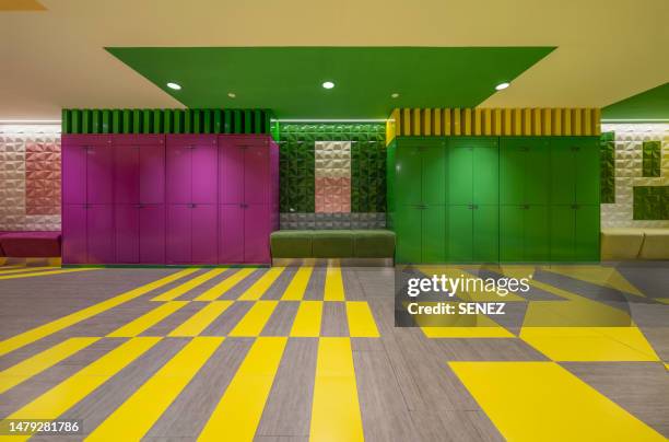 modern interior of a locker changing room - lock sporting position stock-fotos und bilder