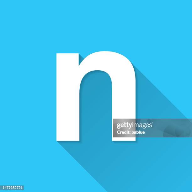 letter n. icon on blue background - flat design with long shadow - n logo vector stock illustrations