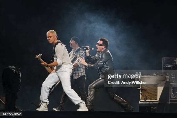 Irish rock band U2 performing in Turin in 2010