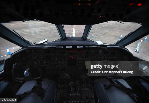 Navigator, Flight Lieutenant Dave Harrison poses outside a VC-10 which has been in service with the Royal Air Force for 50 years and is taking part...