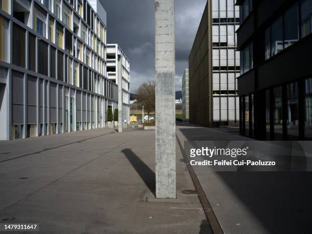 residential building with dramatic sky in springtime - briel foto e immagini stock