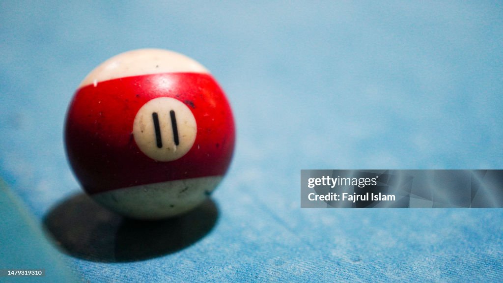 Pool balls on a pool table