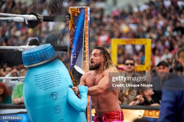 And Seth Rollins during WrestleMania 39 at SoFi Stadium on April 01, 2023 in Inglewood, California.