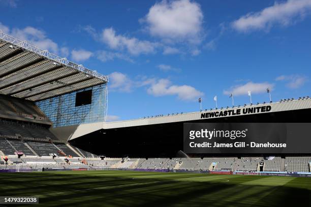 General view inside the stadium is seen ahead of the Premier League match between Newcastle United and Manchester United at St. James Park on April...