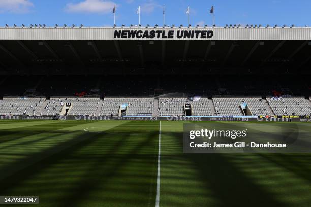 General view inside the stadium is seen ahead of the Premier League match between Newcastle United and Manchester United at St. James Park on April...