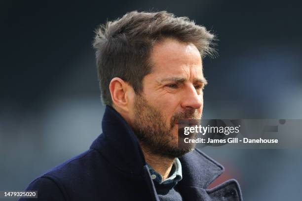 Pundit Jamie Redknapp prior to the Premier League match between Newcastle United and Manchester United at St. James Park on April 02, 2023 in...