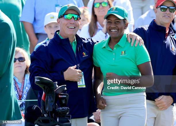 Maya Palanza Gaudin of The United States and her father Steve Gaudin realise that she has become the Girls 12-13 year group overall champion title...