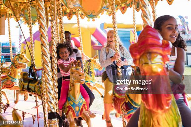 a day at the amusements - sweet bizarre vintage rides imagens e fotografias de stock