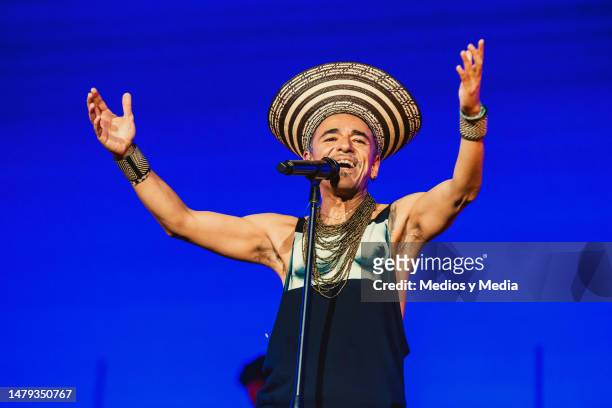 Rubén Albarrán, singer of Café Tacvba performing during third day of Pa'l Norte Festival 2023 at Parque Fundidora on April 3, 2023 in Monterrey,...