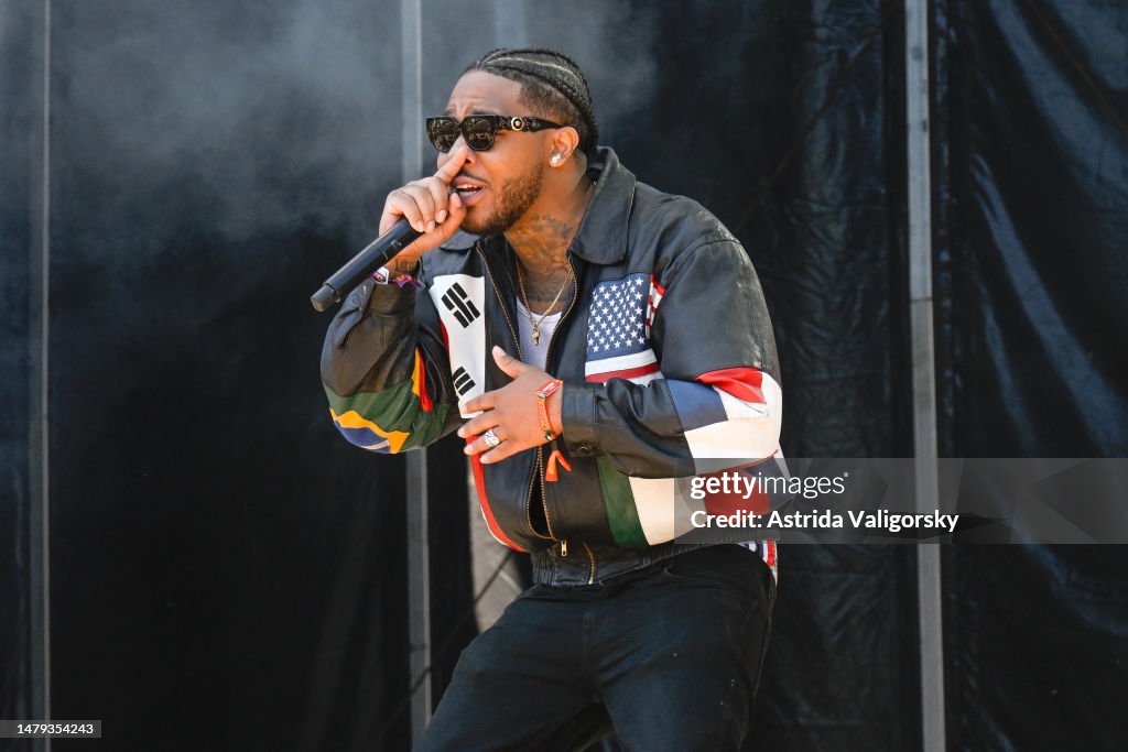 Cozz Rapper Cozz performs during the 2023 Dreamville Music festival at Dorothea ...