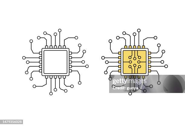 stockillustraties, clipart, cartoons en iconen met chip icon. - semiconductor