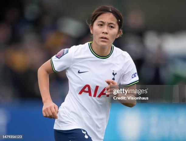 Mana Iwabuchi of Tottenham Hotspur in action during the FA Women's Super League match between Everton FC and Tottenham Hotspur at Walton Hall Park on...