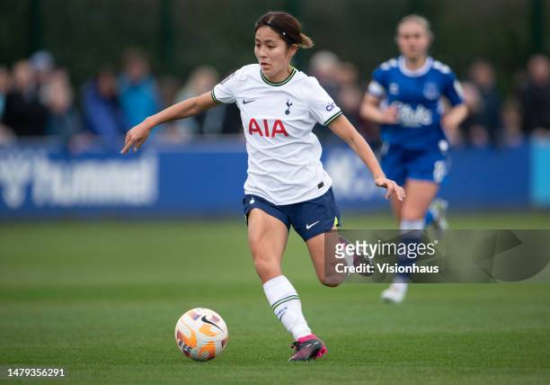 Mana Iwabuchi of Tottenham Hotspur in action during the FA Women's Super League match between Everton FC and Tottenham Hotspur at Walton Hall Park on...