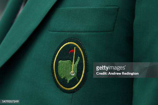 Detail view of a member's green jacket prior to the 2023 Masters Tournament at Augusta National Golf Club on April 03, 2023 in Augusta, Georgia.