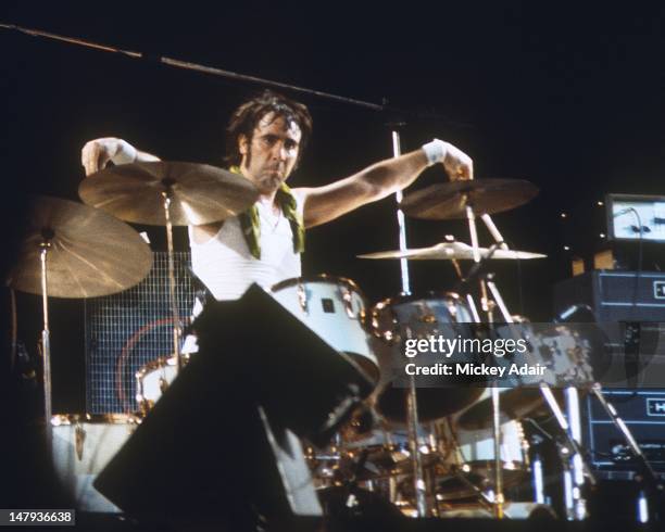 Drummer Keith Moon performs with The Who at The Gator Bowl in Jacksonville, FL on August 7, 1976.