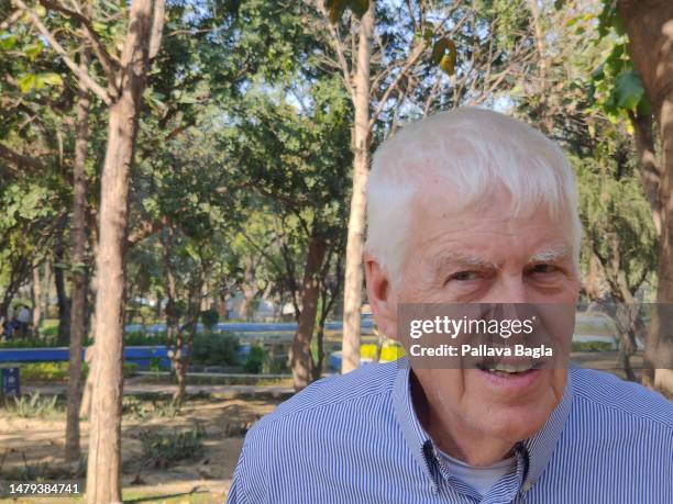 Molecular geneticist Dr Stephen J. O'Brien Professor at Nova Southeastern University, Florida poses on February 23, 2023 in New Delhi, India.