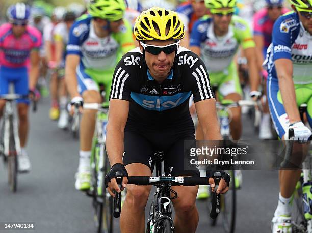 Richie Porte of Australia and SKY Procycling in action during stage five of the 2012 Tour de France from Rouen to Saint-Quentin on July 5, 2012 in...