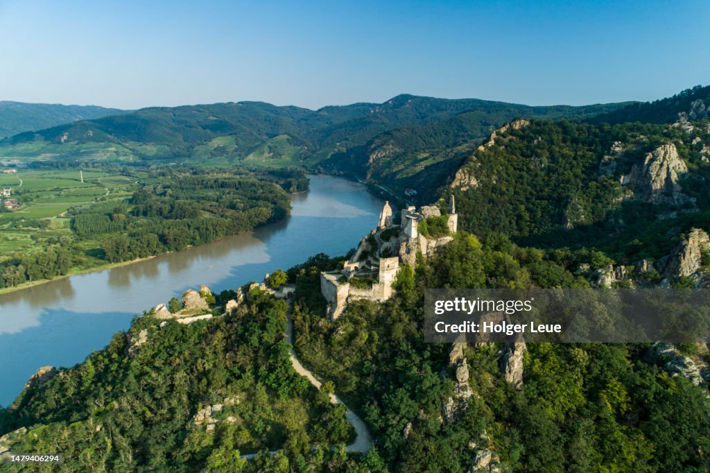 Dunstein Aerial Of Burgruine Dürnstein Castle Ruins And The Danube River Photo ...