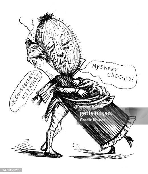 british satire caricature comic cartoon illustration - gooseberry stock illustrations